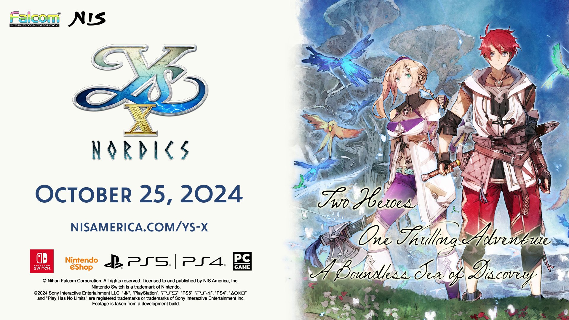 Ys X- Nordics Game Release Date Image