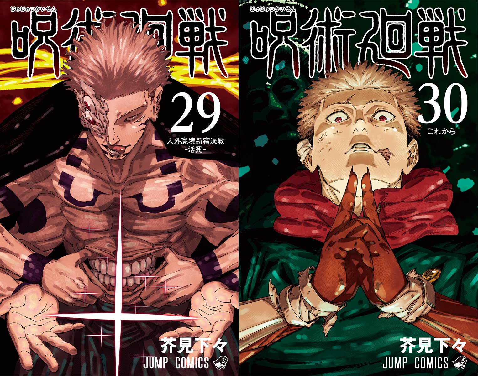 Jujutsu Kaisen Manga Cover Volume 29 and 30